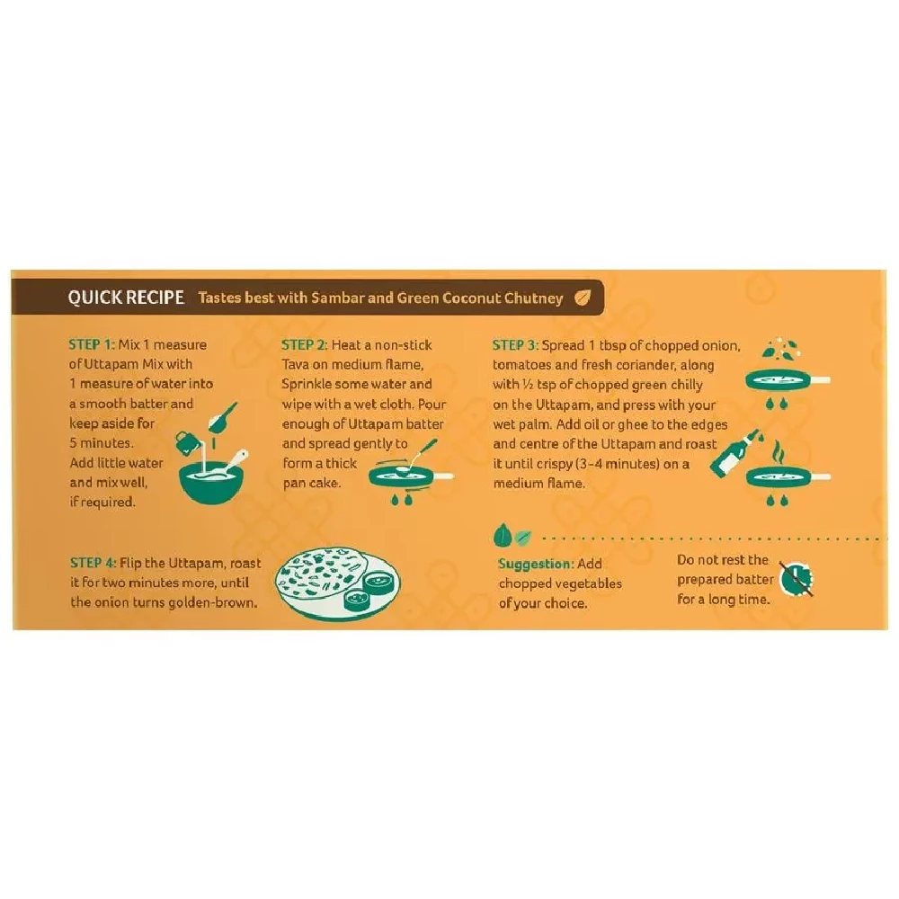 Organic Tattva Organic Uttapam Ready Mix - Crispy, Source Of Protein, Zero Cholesterol, 200 g Mono Carton-6.webp